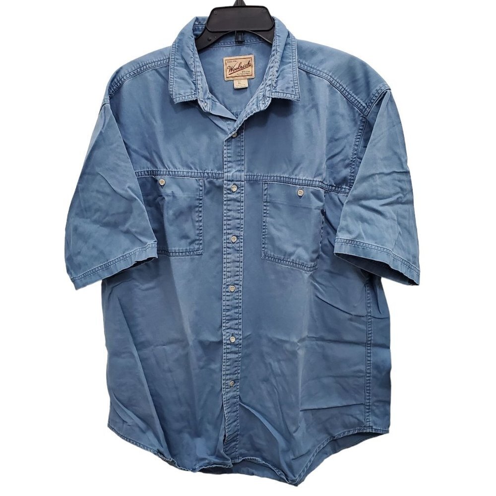 Woolrich Men's Distressed Chambray Denim Button Front Shirt Size XL‎